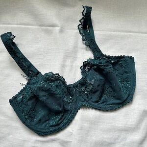 Marie Jo Green Underwire Bra Floral Lace size 32D/70D Pearl Ribbon